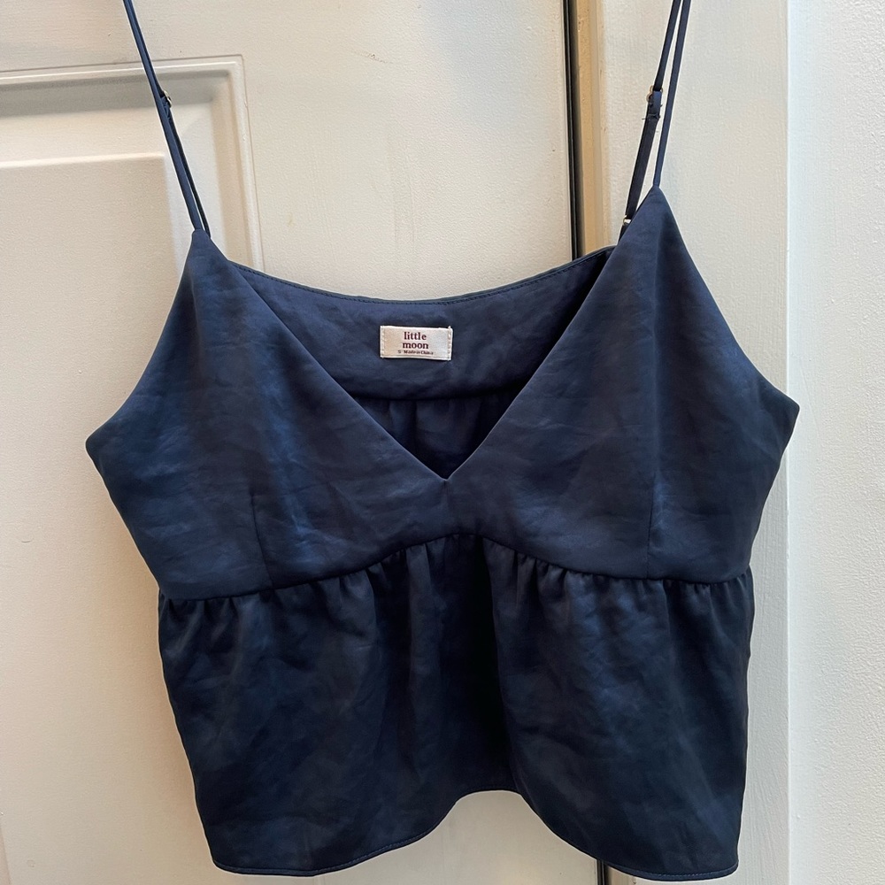 Aritzia little moon dark blue tank top.